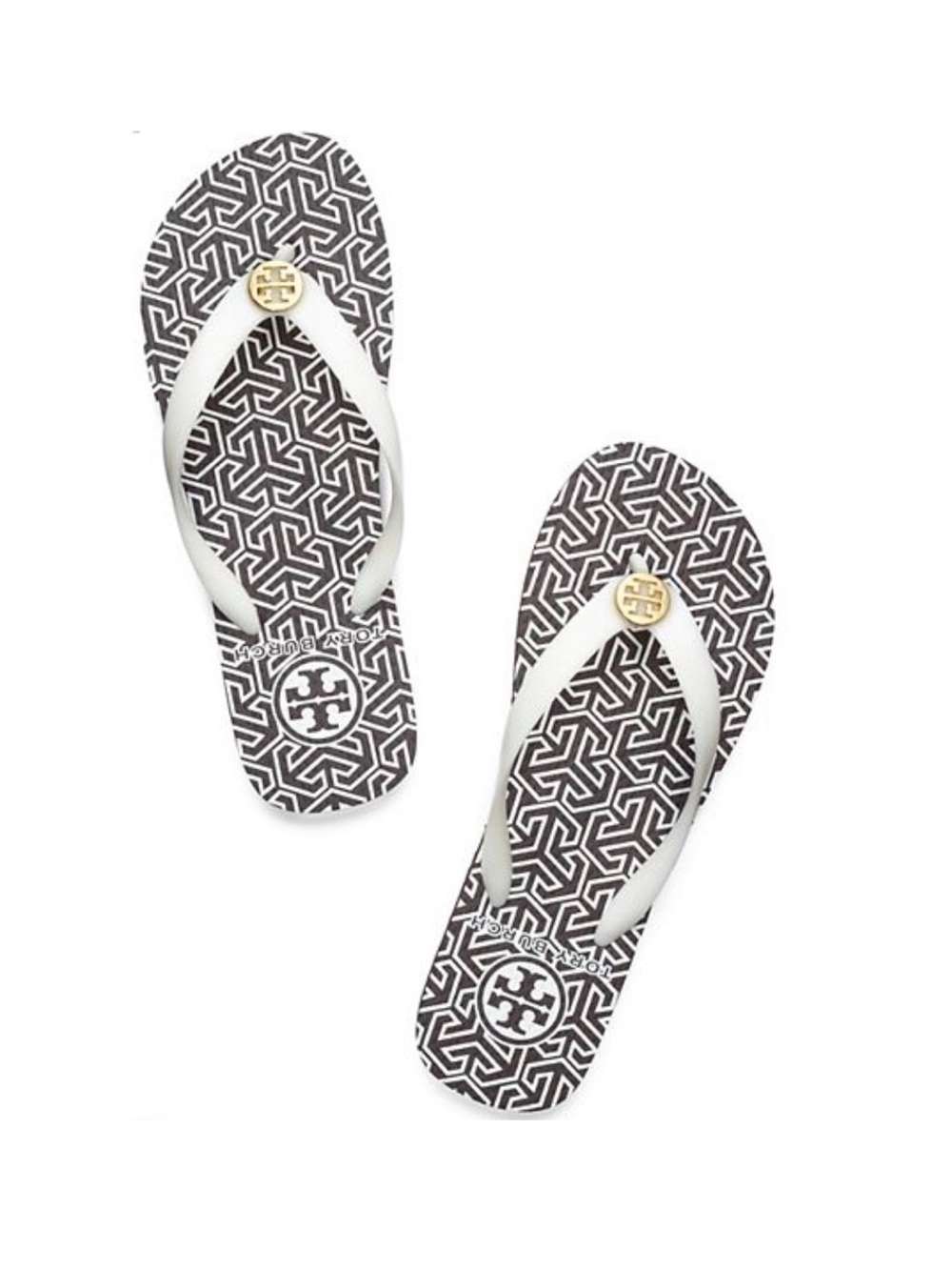Tory Burch Geometric Logo Pattern Flip Flop Sandals Size 8